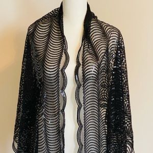 SOLD - Sequin Shawl Black